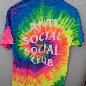 NWT Anti Social Social Club ASSC rainbow tie dye Tshirt tee size medium